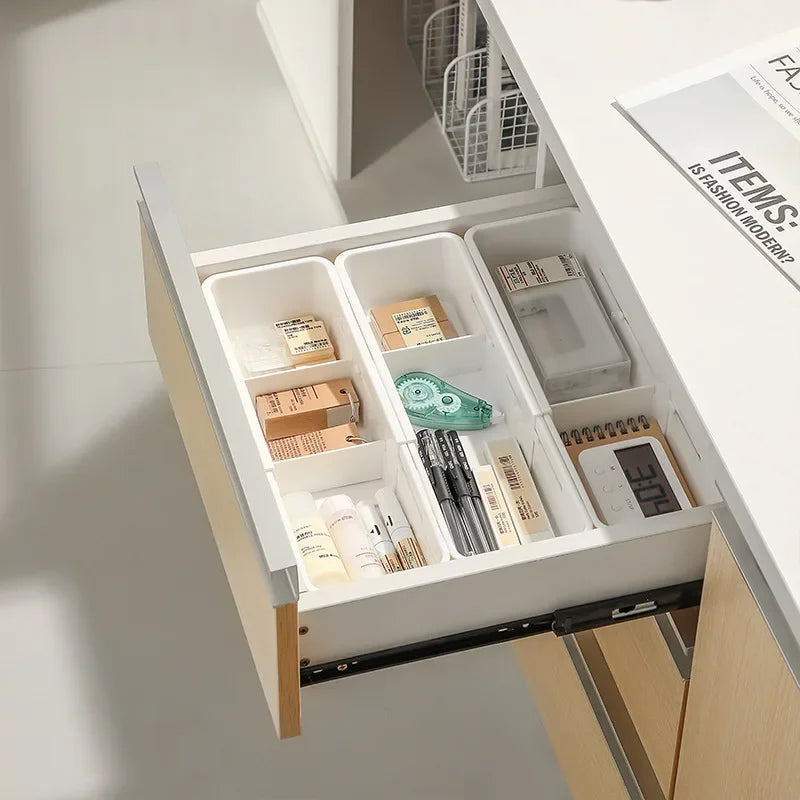 Kitchen Telescopic Drawer Organizer Cabinets Tableware Classified Storage Box with Partitions Multifunctional Storage basket