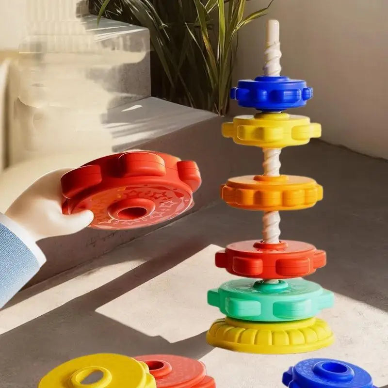 Montessori Baby Tower Game; Spinning and Stacking Rainbow Puzzle; Motor Skill Development; Kids Gift