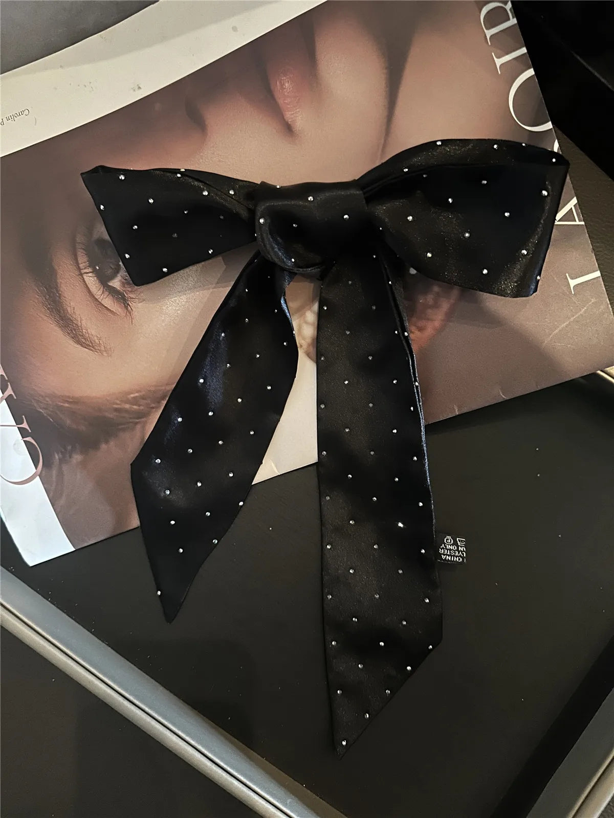 Solid Color Silk Scarf Headband French Elegant Long Strip Hair Tie Streamer Premium Sense Tie Headband Scarf