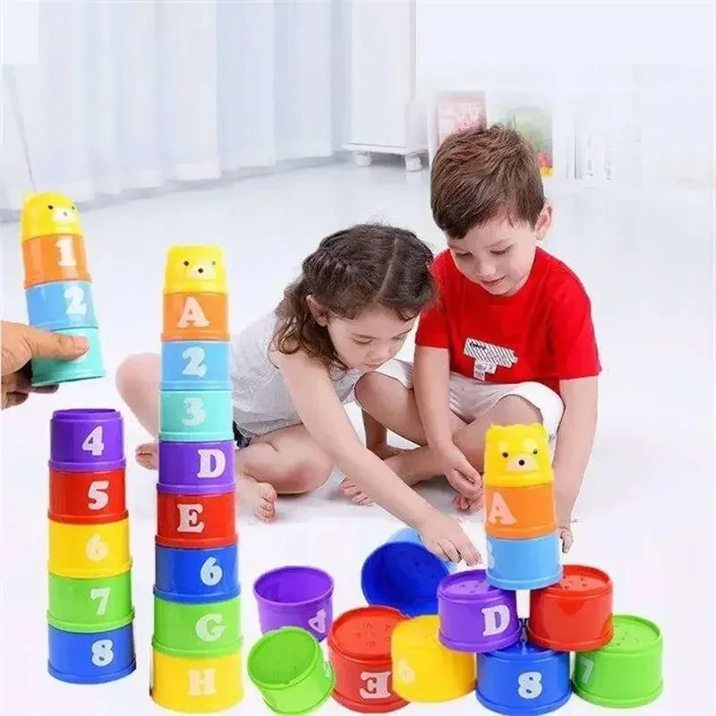 Stacking Cups Game Kids Fun Number Letters Stacking Cup Montessori Sensory Puzzle Stack Speed Games Toys For Children Gifts