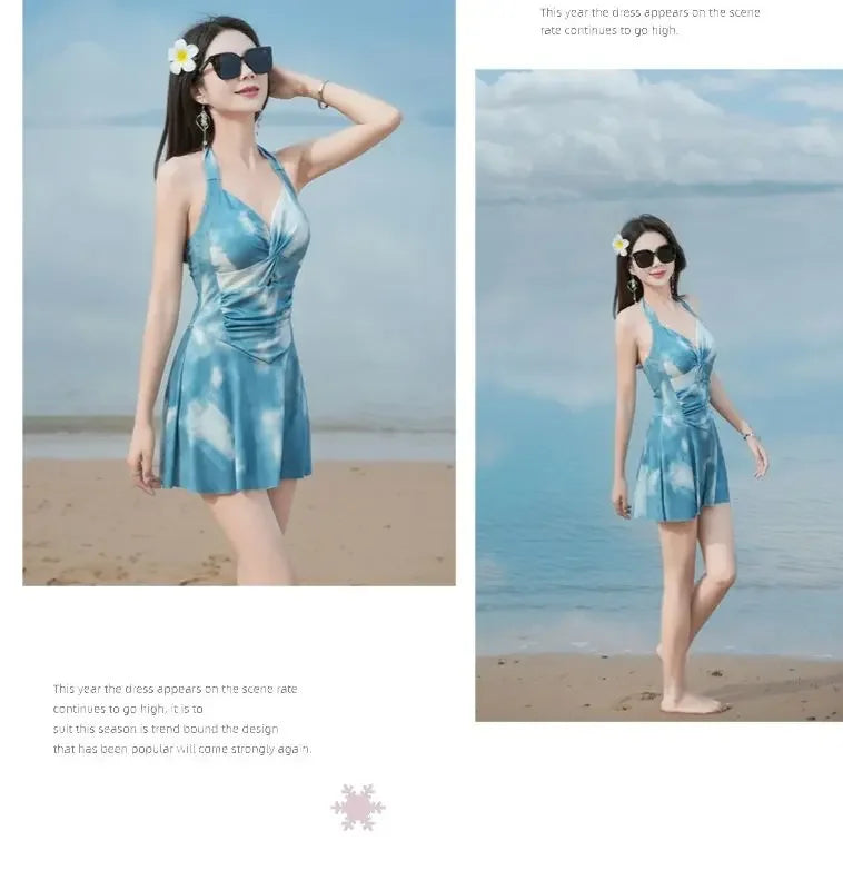 New Swimsuit Women One-piece Boxer-angle Conservative Slim Belly Covering Sexy Pure Desire Hot Spring Plus Size Swimsuit Women
