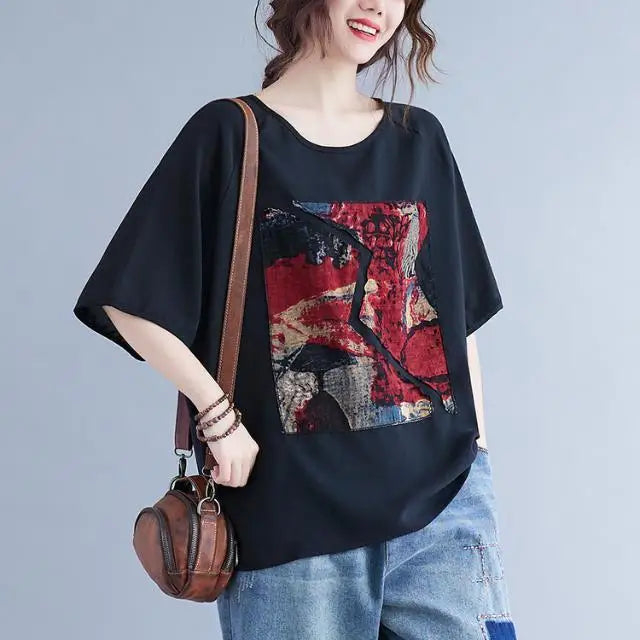 Women summer 2025 new short-sleeved thin loose T-shirt top