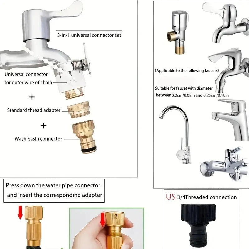 High Pressure Hose Water Gun, Flexible Magic Hose, More Wear-Resistant, Durable, Adjustable Spray, Used For Lawn Irrigation ﻿