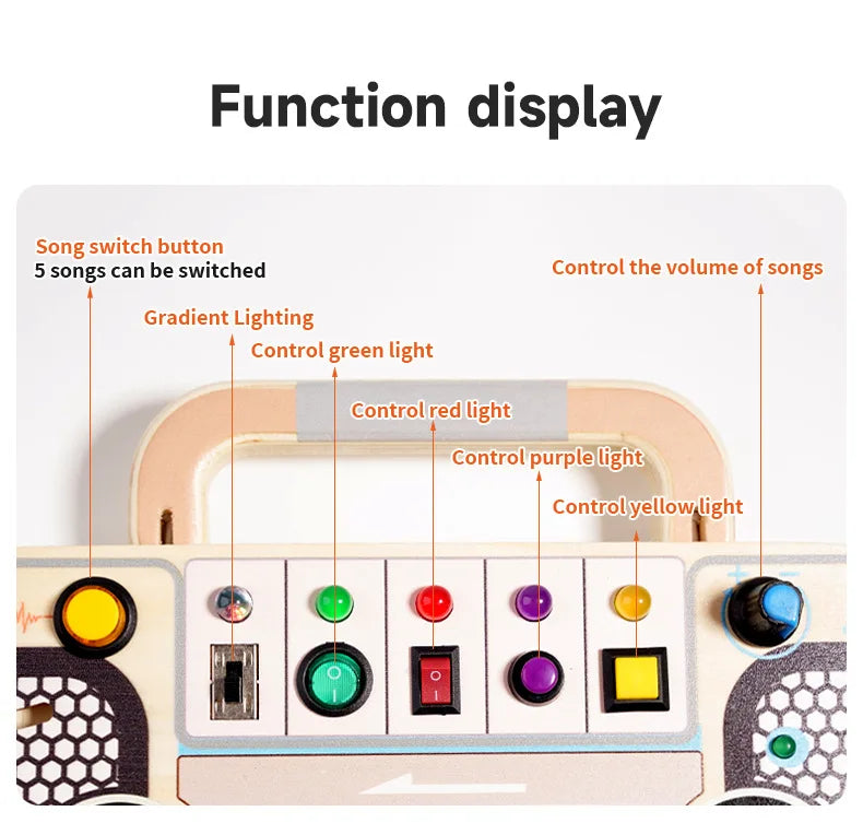 Montessori Busy Board With Switch Control Wooden Toddler Toys Sensory Travel Activities Toys For Kids Puzzle Early Learning Toys