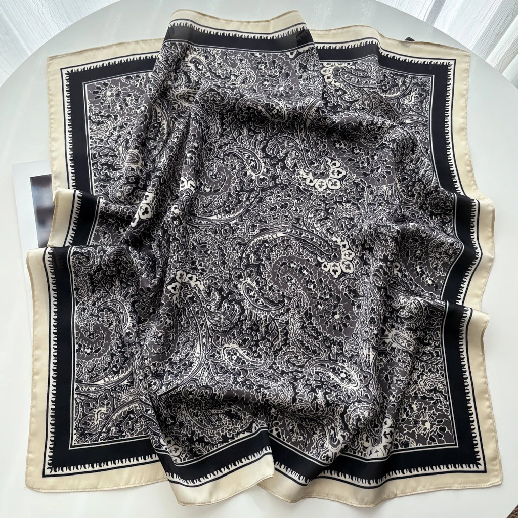 Silk Feeling Square Scarf Women Fashion Paisley Neckerchief Bandana Shawl Scarves Wrap Head Kerchief Hair Band Lady Ties