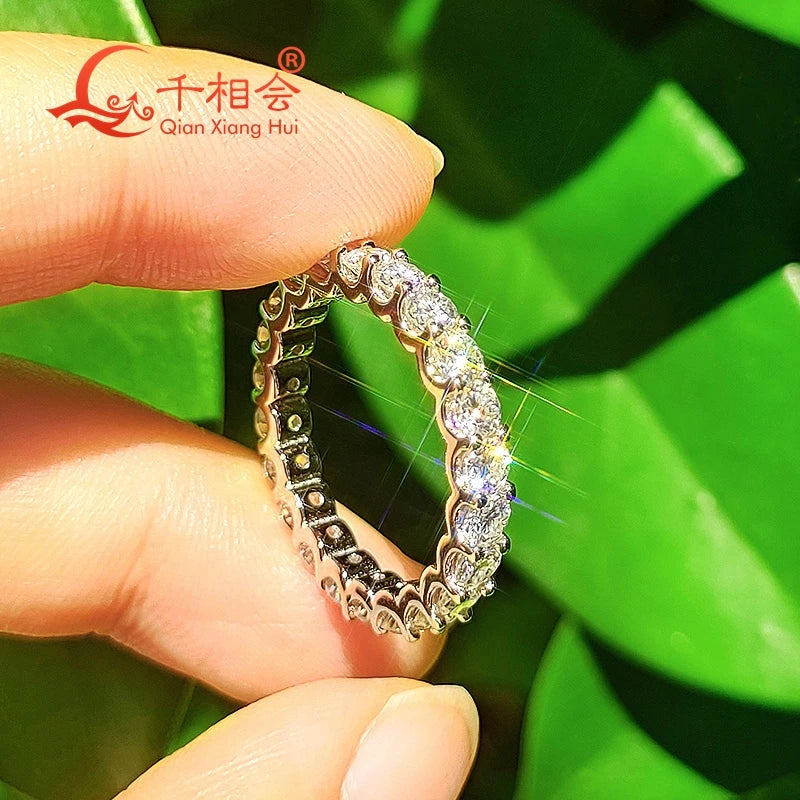 10k 14k 18k gold Platinum PT950  3mm round D VS1 HPHT diamond Eternity Band ring  Jewelry Engagement wedding certificatied