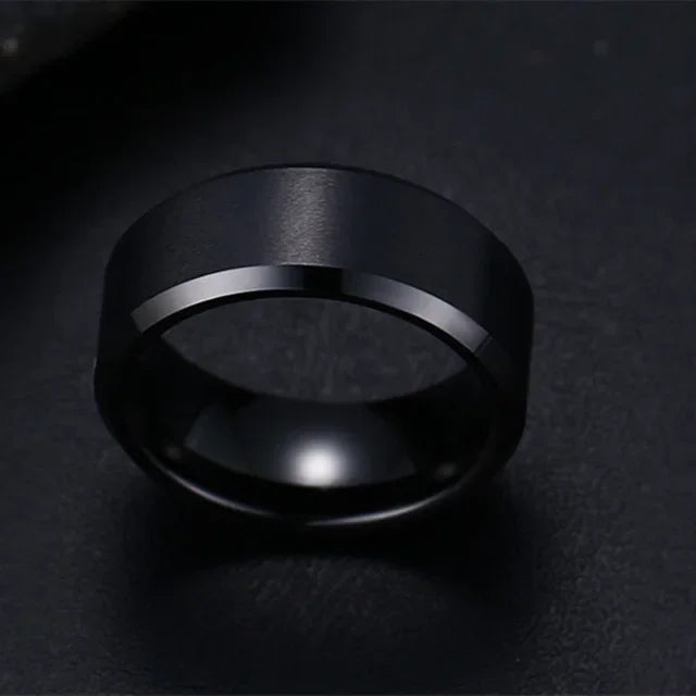 Charm Jewelry Ring for Men Women Stainless Steel Black Ring Wedding Engagement Band Quality Matte Male Jewelry