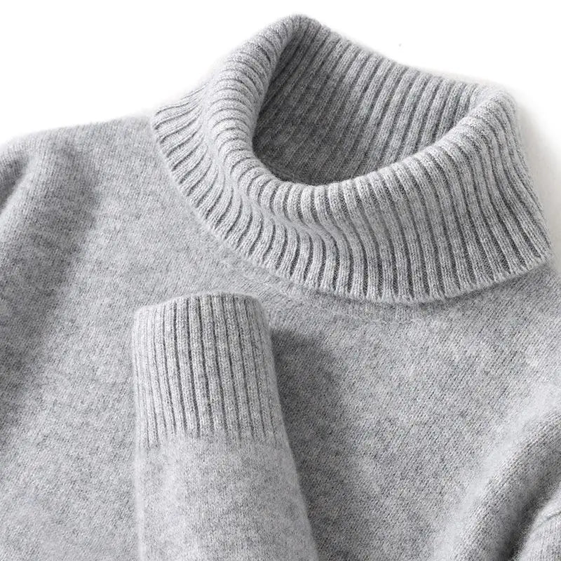 High-neck Men's 100% Pure Cashmere Sweater Autumn Winter Thick and Loose Knitted High-end Base Layer Men's All-cashmere Sweater