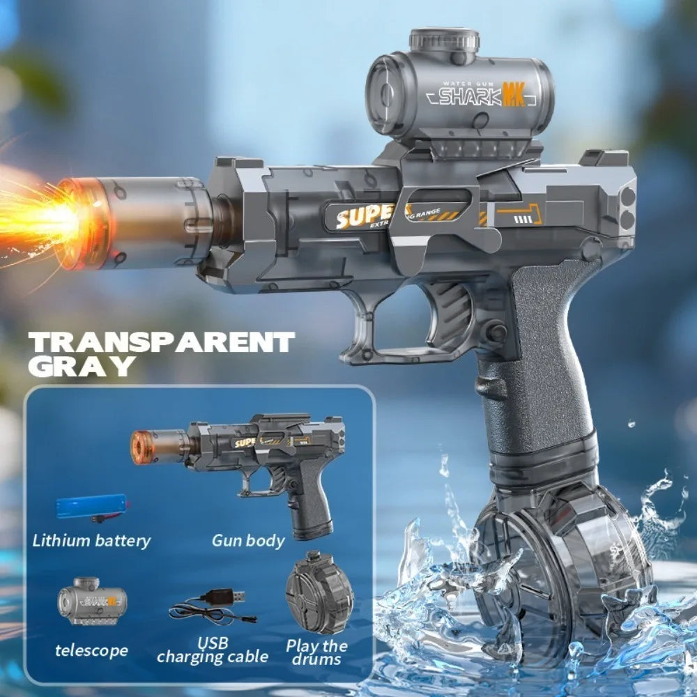 Powerful Electric Water Gun Full Continuous Shooting with Sensor Led Lights Outdoor Beach Water Battle Game for Children