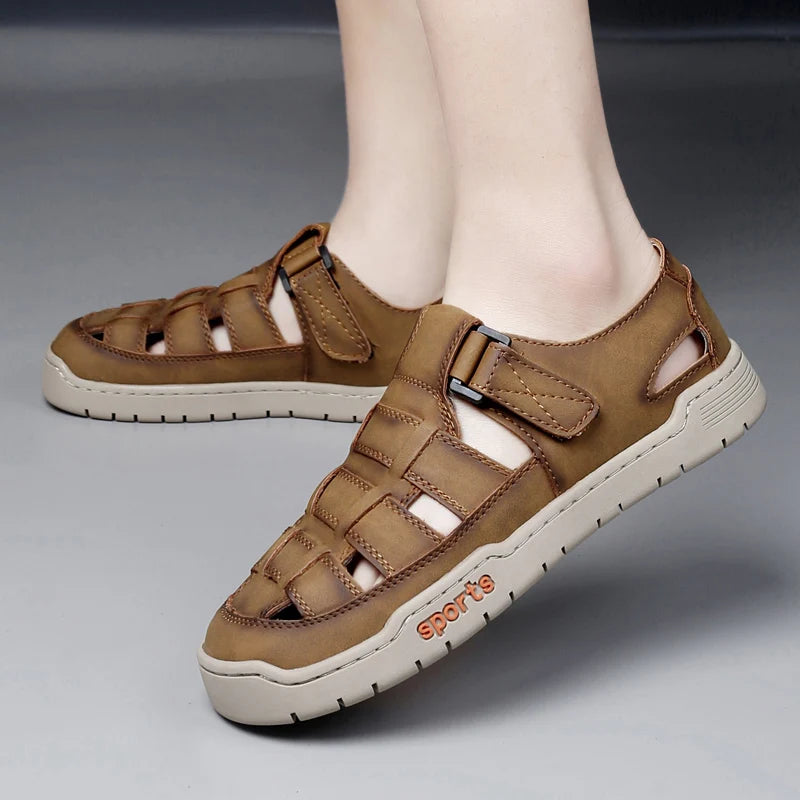 Mens Sandals Fashion Flat Comfort Lightweight Hollow Out Walking Shoes Summer Daily Commuting Casual Breathable Sports Sandals