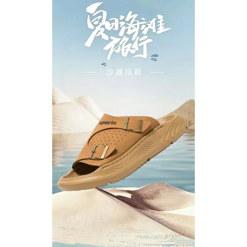 New Business Style Sandals For Men Handmade One Strap Slides Casual Outdoor Beach Walking Comfortable Non-Slip Footwear