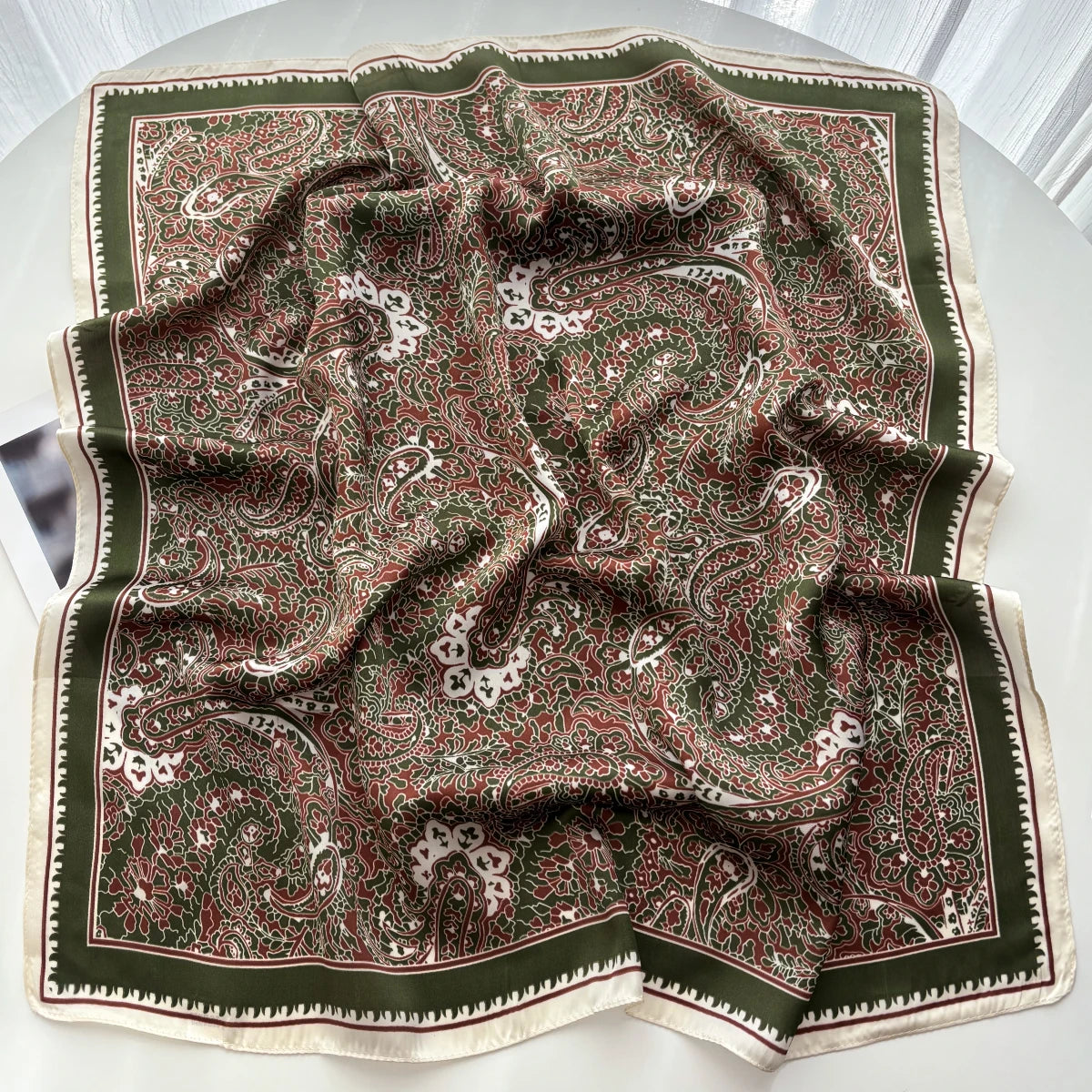 Silk Feeling Square Scarf Women Fashion Paisley Neckerchief Bandana Shawl Scarves Wrap Head Kerchief Hair Band Lady Ties