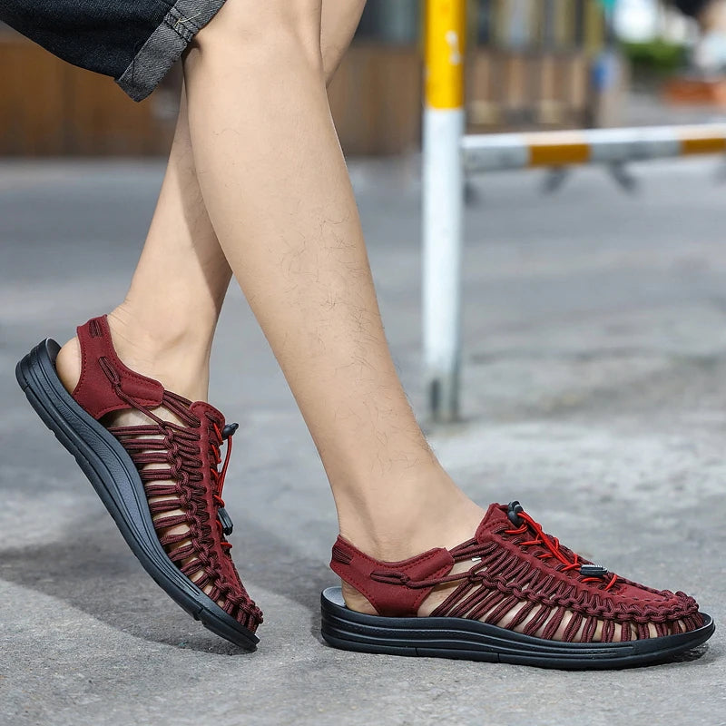 Men Sandals Summer Weave Shoes Boys Sandal Mens Sandles Outdoor Breathable Comfort Slip On Plus Big Size 45 46 Sandalias Hombre