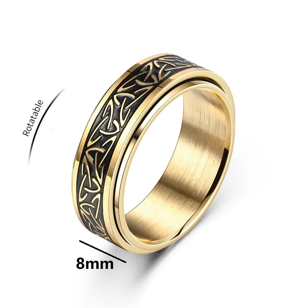 Vikings Celtic Knot Rune Rings For Men Rotating Stainless Steel Anti Stress Anxiety Relife Spinning Ring Anillo Antiestres