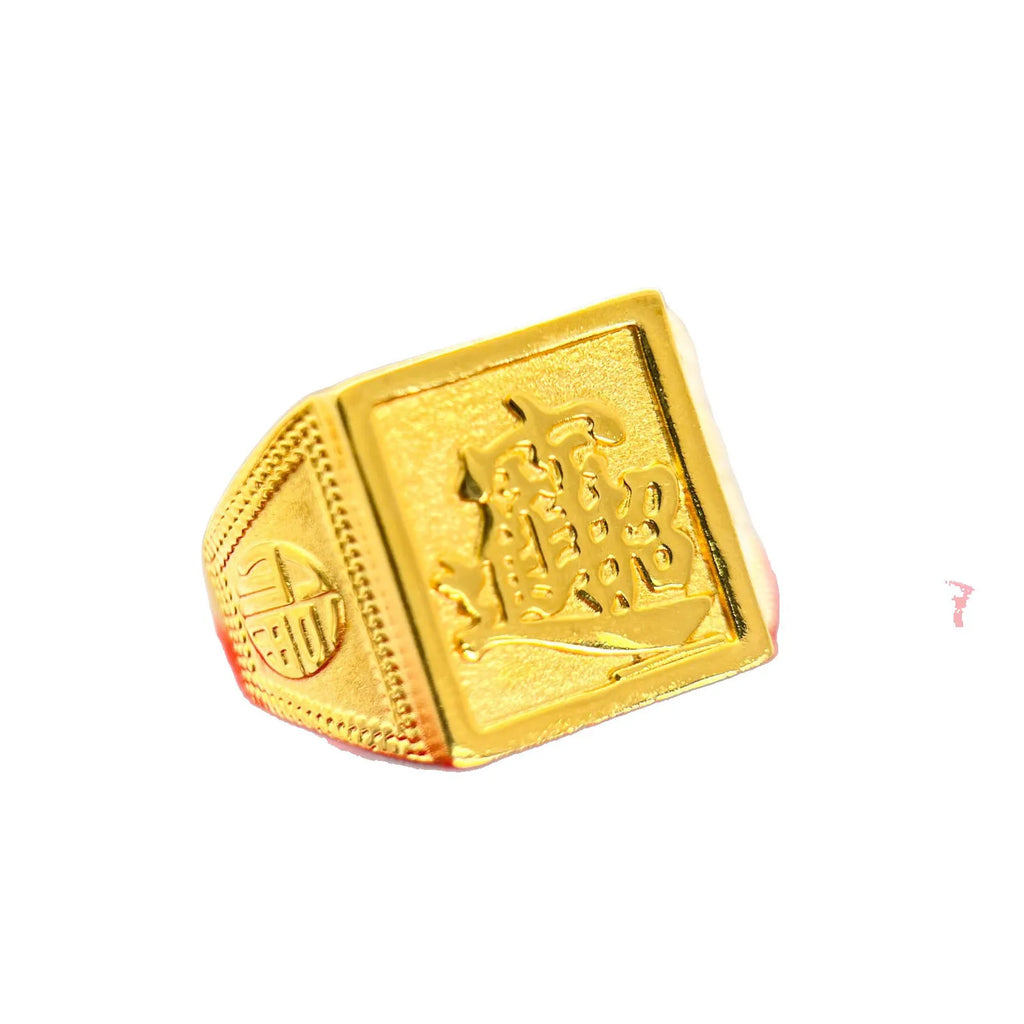 Luxury 24K 9999 Pure Gold real gold Money Ring Men's Square Ring