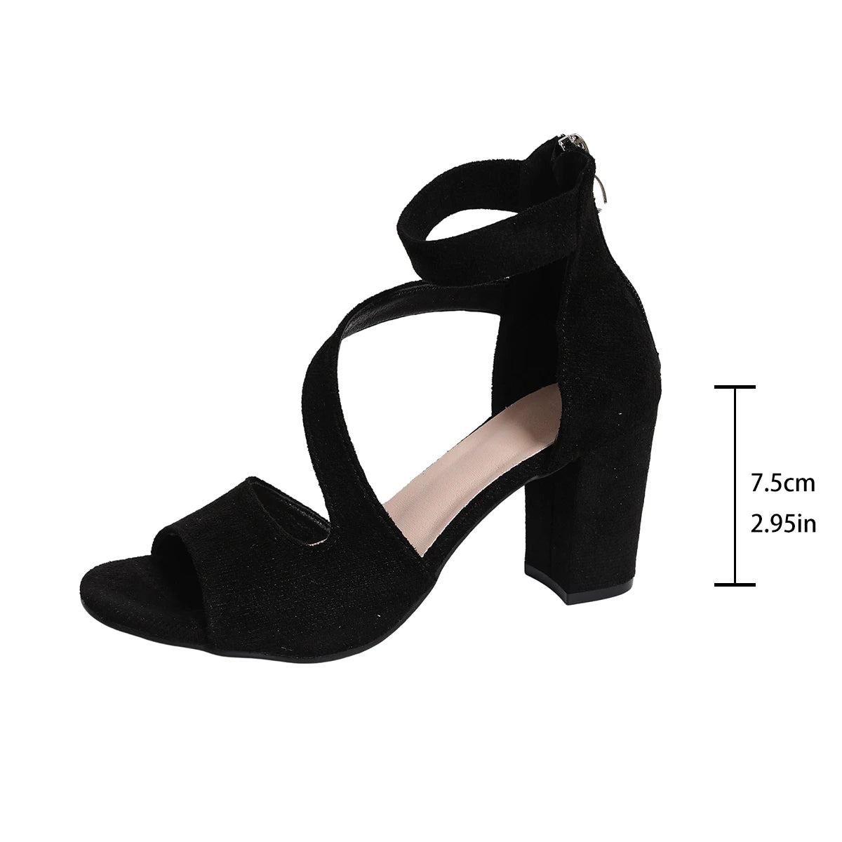 Summer 2025 Women's Sandals Roman Style High Heel Sandals Fashion Casual Solid Color Sandals