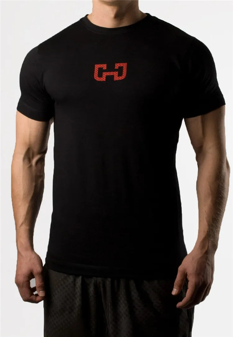 Men's Fashion T Shirt Men Tops Summer Fitness Bodybuilding Clothes Muscle Male Shirts Cotton Slim Fit Tees