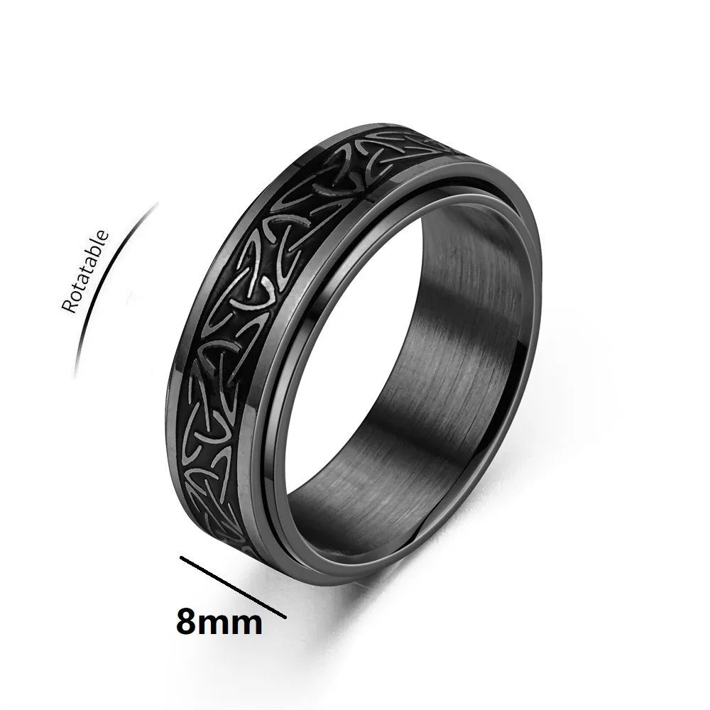Vikings Celtic Knot Rune Rings For Men Rotating Stainless Steel Anti Stress Anxiety Relife Spinning Ring Anillo Antiestres