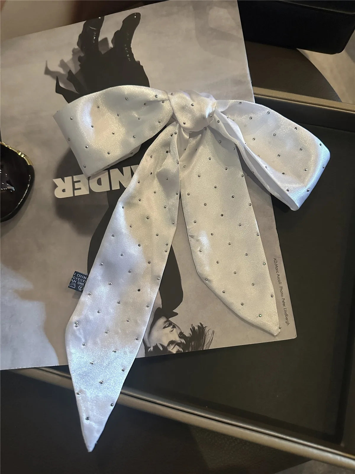 Solid Color Silk Scarf Headband French Elegant Long Strip Hair Tie Streamer Premium Sense Tie Headband Scarf