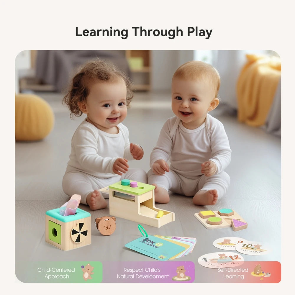 8pc Baby 0 12 Months Toy Wooden Montessori Toy Children Creative Games Toy Kids Early Education Hand Brain Sense Toys Sets Gift