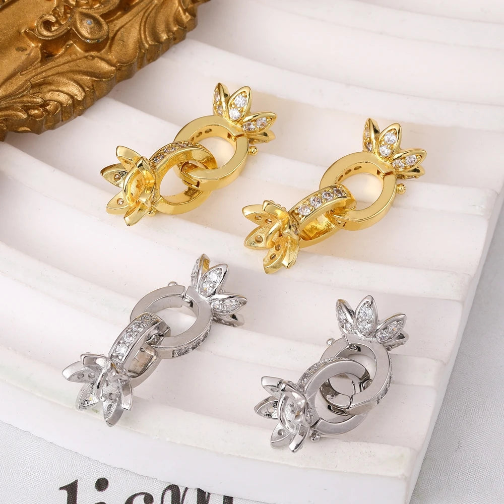 Juya 18K Gold Silver Plated Decoration Accessories Fastener Closure Pearls Clasps Lock For DIY Needlework Beads Jewelry Making