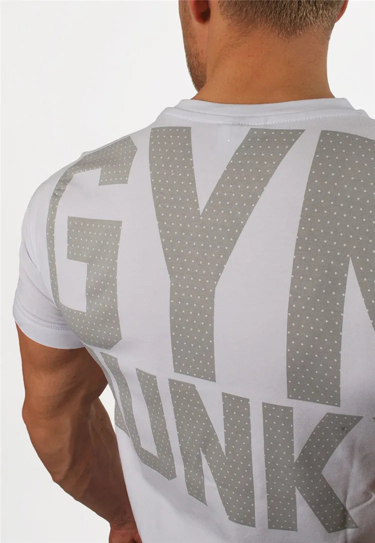 Men's Fashion T Shirt Men Tops Summer Fitness Bodybuilding Clothes Muscle Male Shirts Cotton Slim Fit Tees