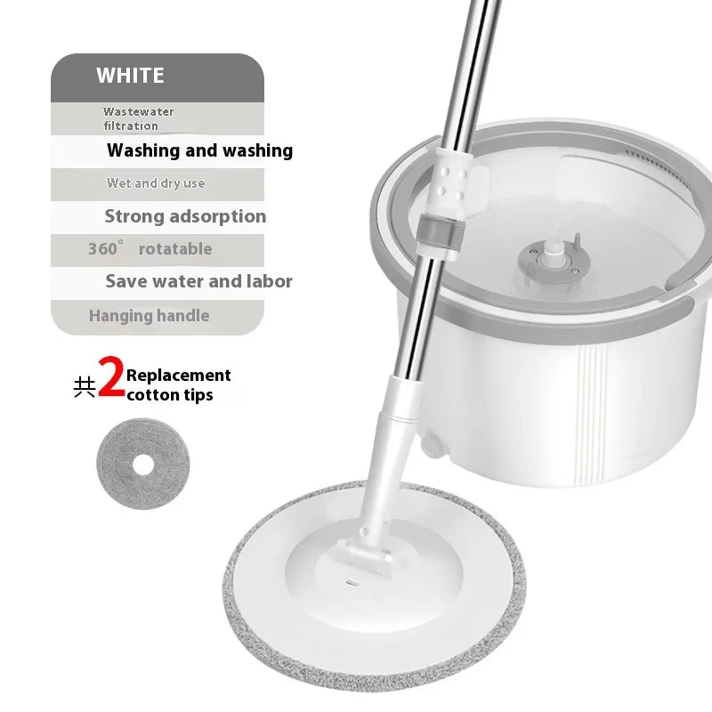 Mops Floor Cleaning Water Separation 360 Spin Mop with Round Bucket Microfiber No Hand-Washing Automatic Dewatering Squeeze