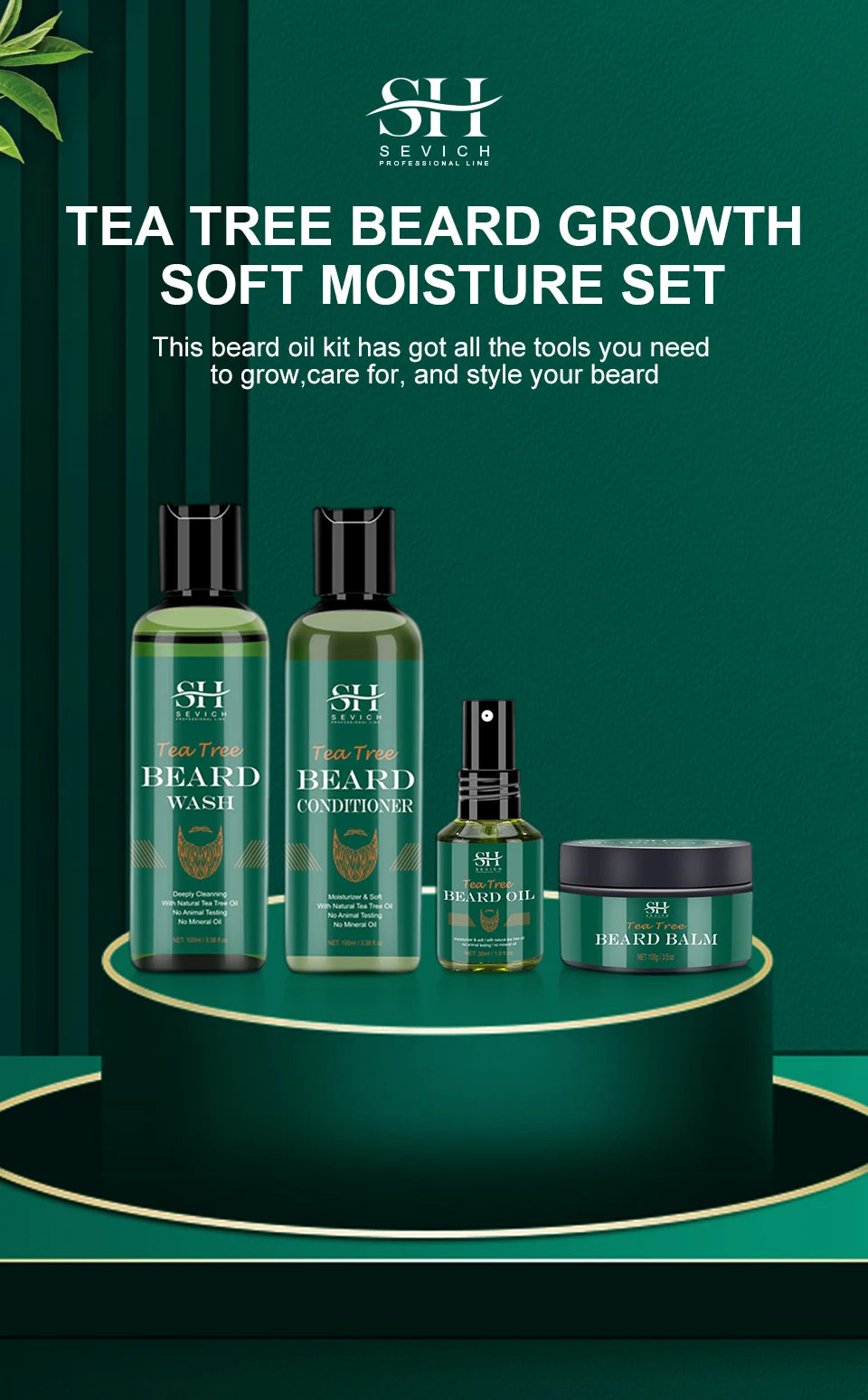 2023 Beard Growth Kit For Men Nourishing Moisturizing Moustache Growth Enhancer Oil Tea Tree Anti Hair Loss Shampoo Beard Care