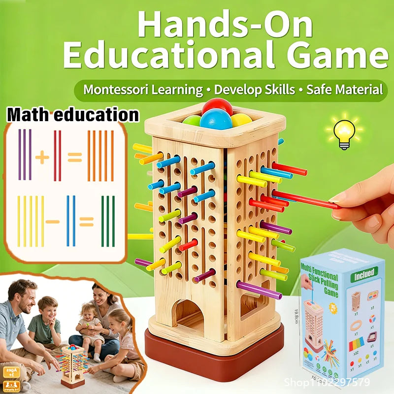 Montessori Game Wooden Board Game Multiplayer for Kids 4-8 Math Educational Fine Motor Skill Toy for Girl Boys Classic Fun Games