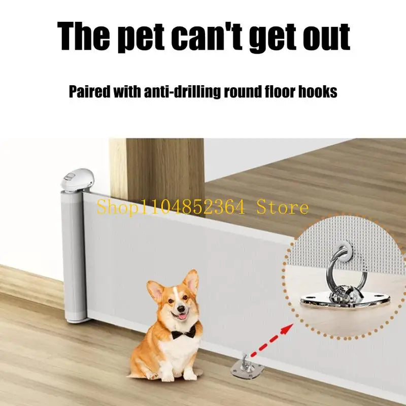 652F Adjustable Baby Staircases Guard Retractable Meshes Baby Gates for Doorways and Openings Household Dog Barrier Enduring