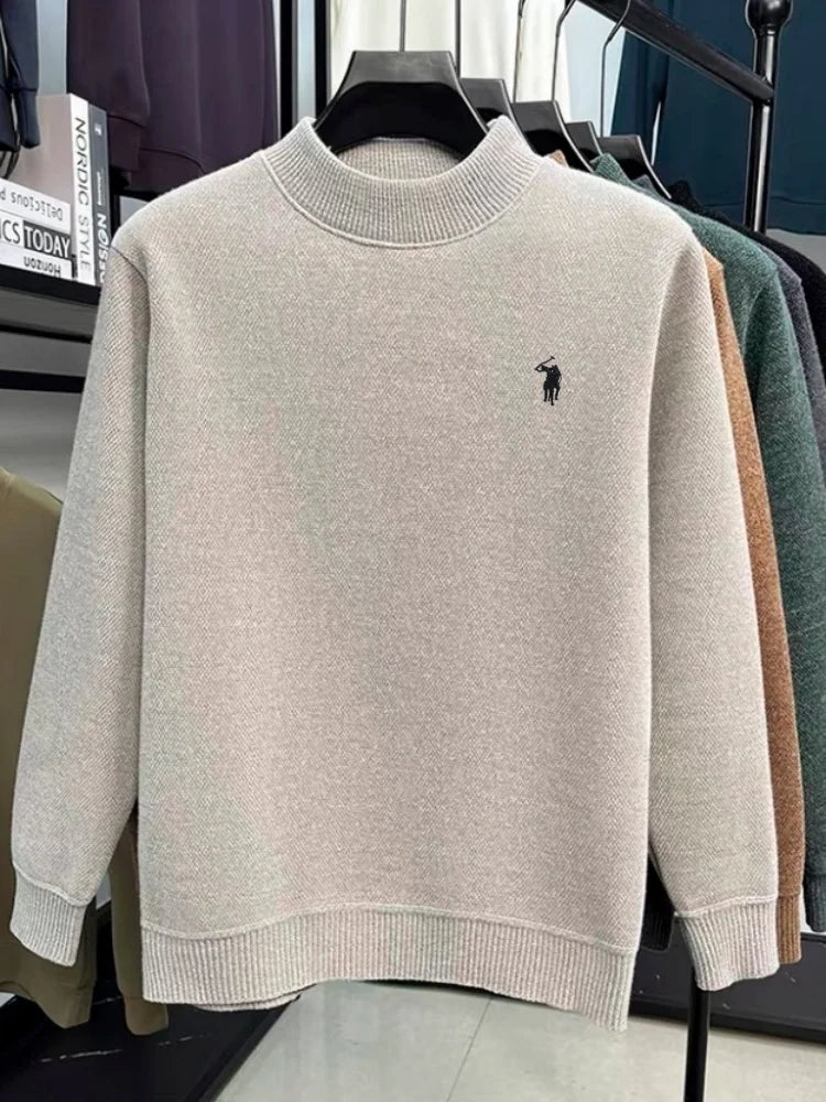 2025 autumn and winter comfortable high-end men sweater fashion brand embroidery business casual versatile warm long sleeved top
