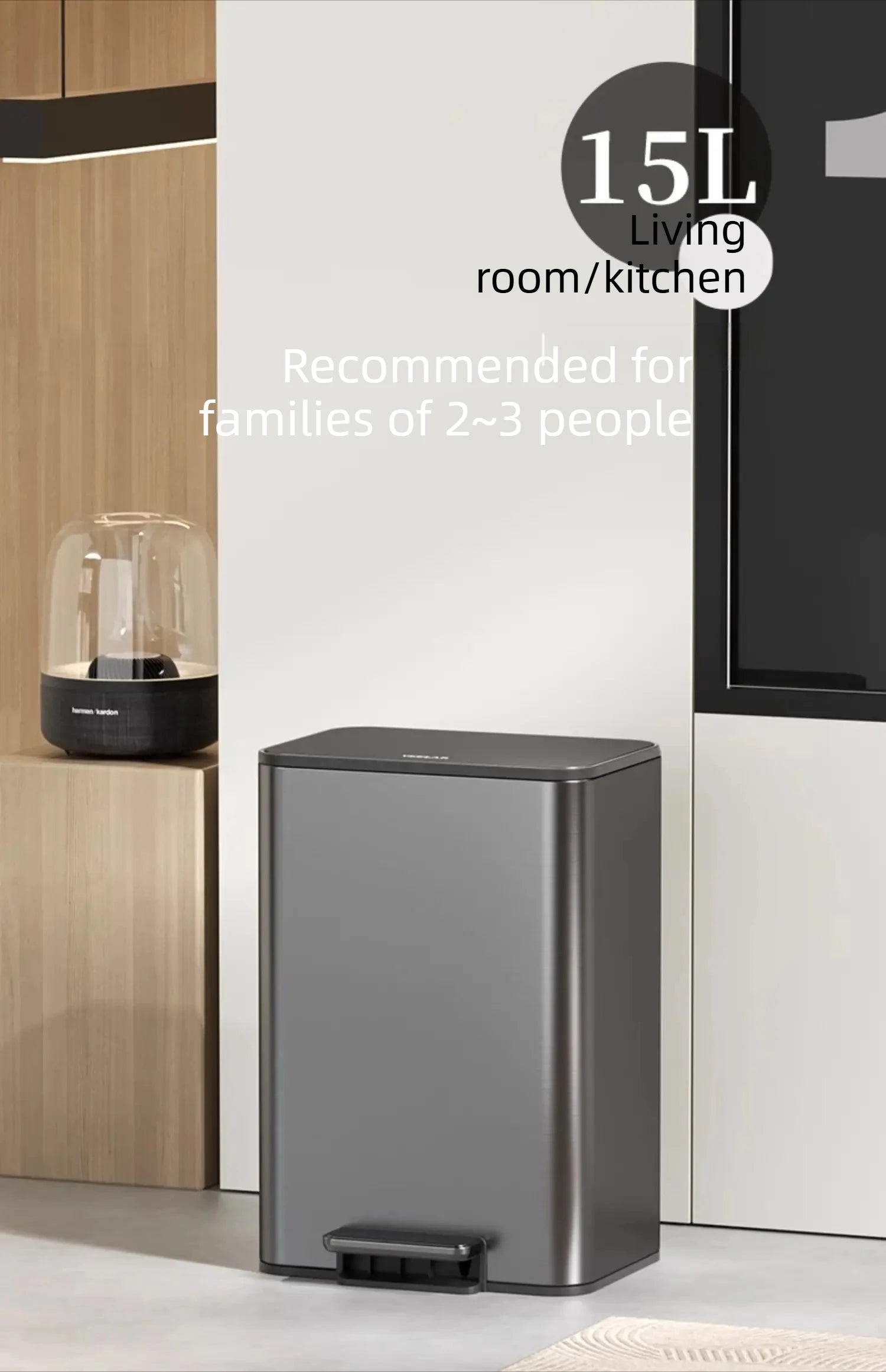 Kitchen Bin Large Large Capacity New Household Living Room Light Luxury High-grade Stainless Steel Italian Style Furniture