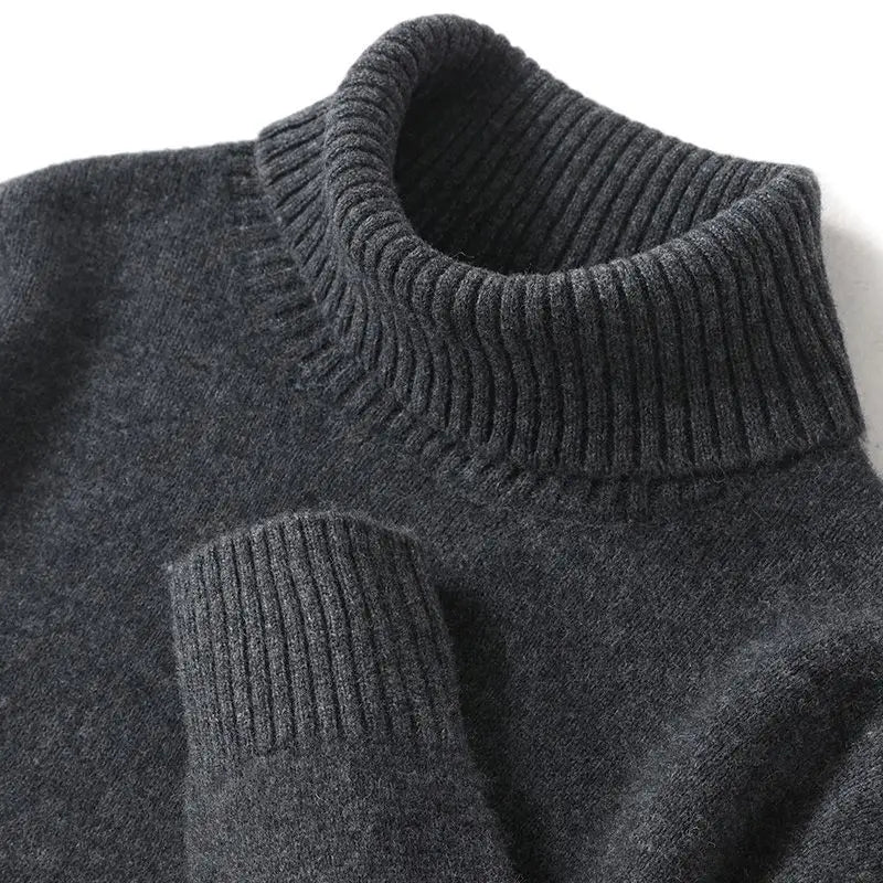 High-neck Men's 100% Pure Cashmere Sweater Autumn Winter Thick and Loose Knitted High-end Base Layer Men's All-cashmere Sweater