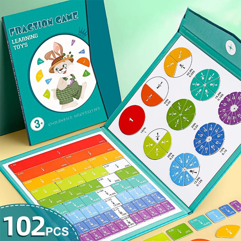 Montessori Magnetic Fraction Learning Math Toys Montessori Arithmetic Teaching Aids Wooden Book Educational Toys for Children