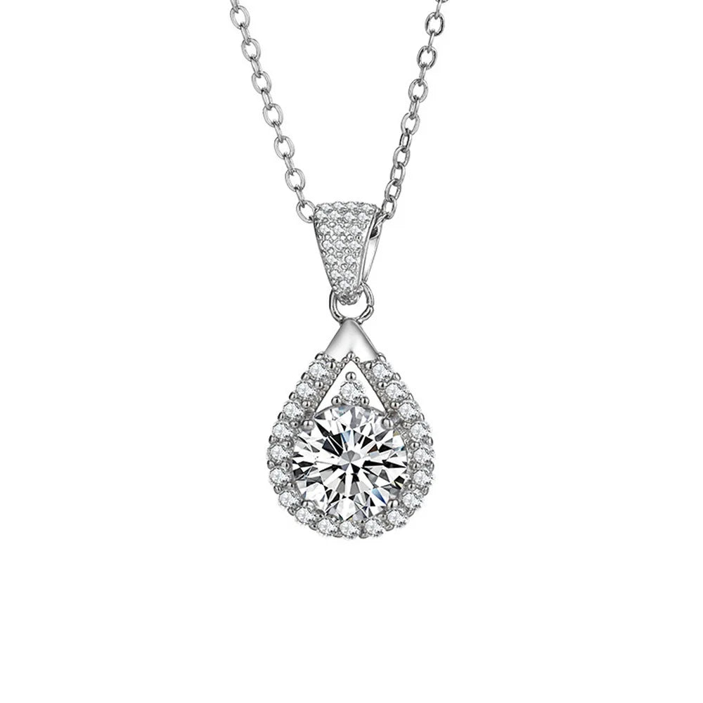 Necklace for Woman Wedding Fine Jewely with 925 Sterling Sliver Plated 18k White Gold Necklace