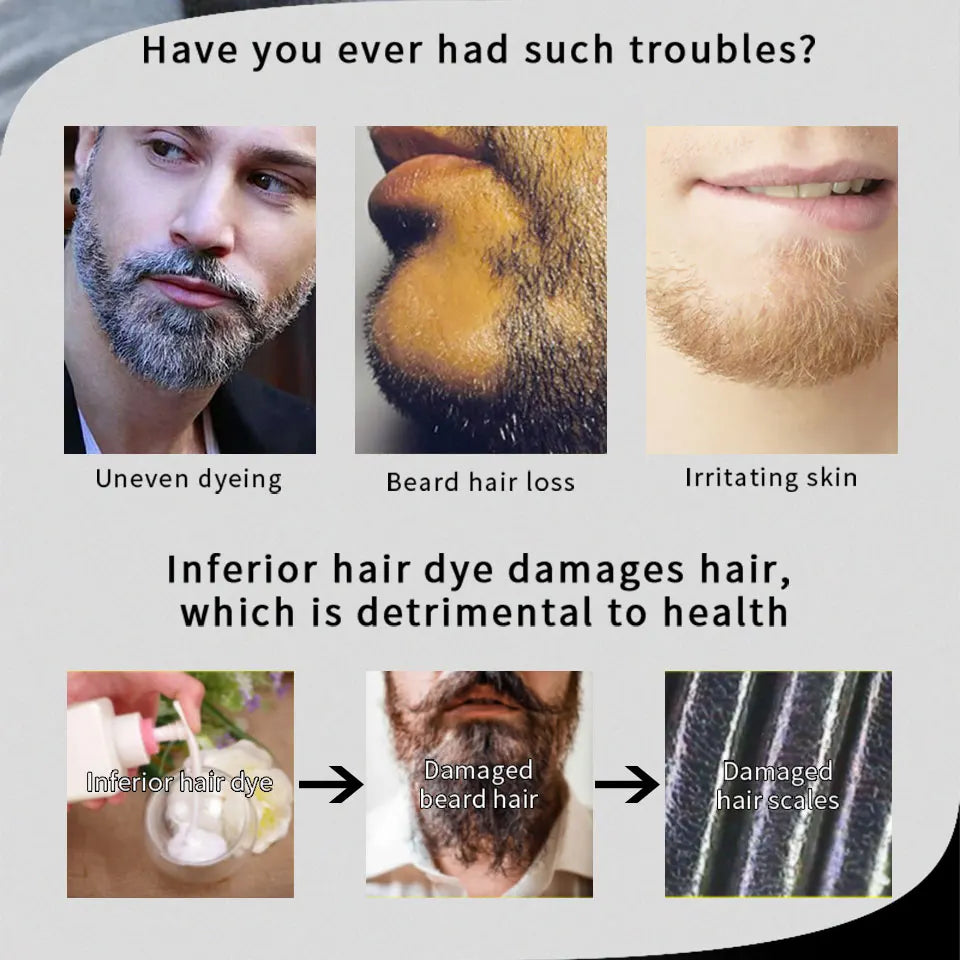 3 Minutes Black Beard Dye Cream Beard Paint Men Beard Coloring Dye Shampoo Natural Beard Cover Fast Permanent Gray Hair Dye