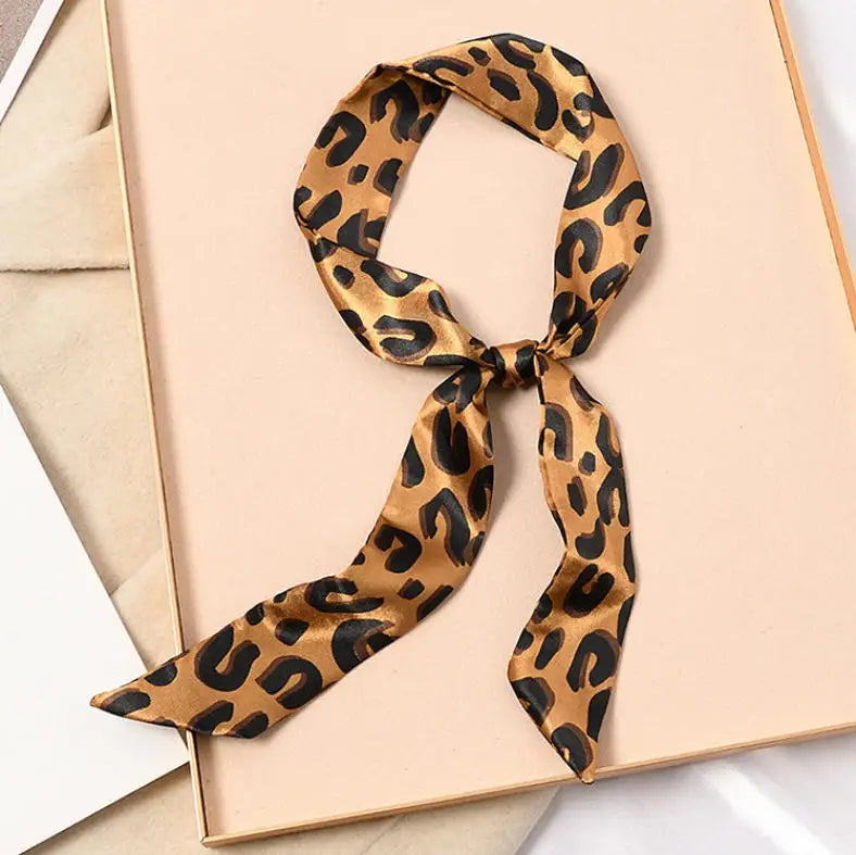 Skinny Silk Scarf Hair Strip Silk Ribbon Small Neck Scarves Bag Handle Ribbon Scarf Kerchief Ladies Ribbon Hair Band Small Scarf