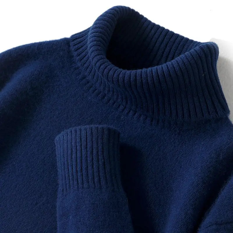 High-neck Men's 100% Pure Cashmere Sweater Autumn Winter Thick and Loose Knitted High-end Base Layer Men's All-cashmere Sweater