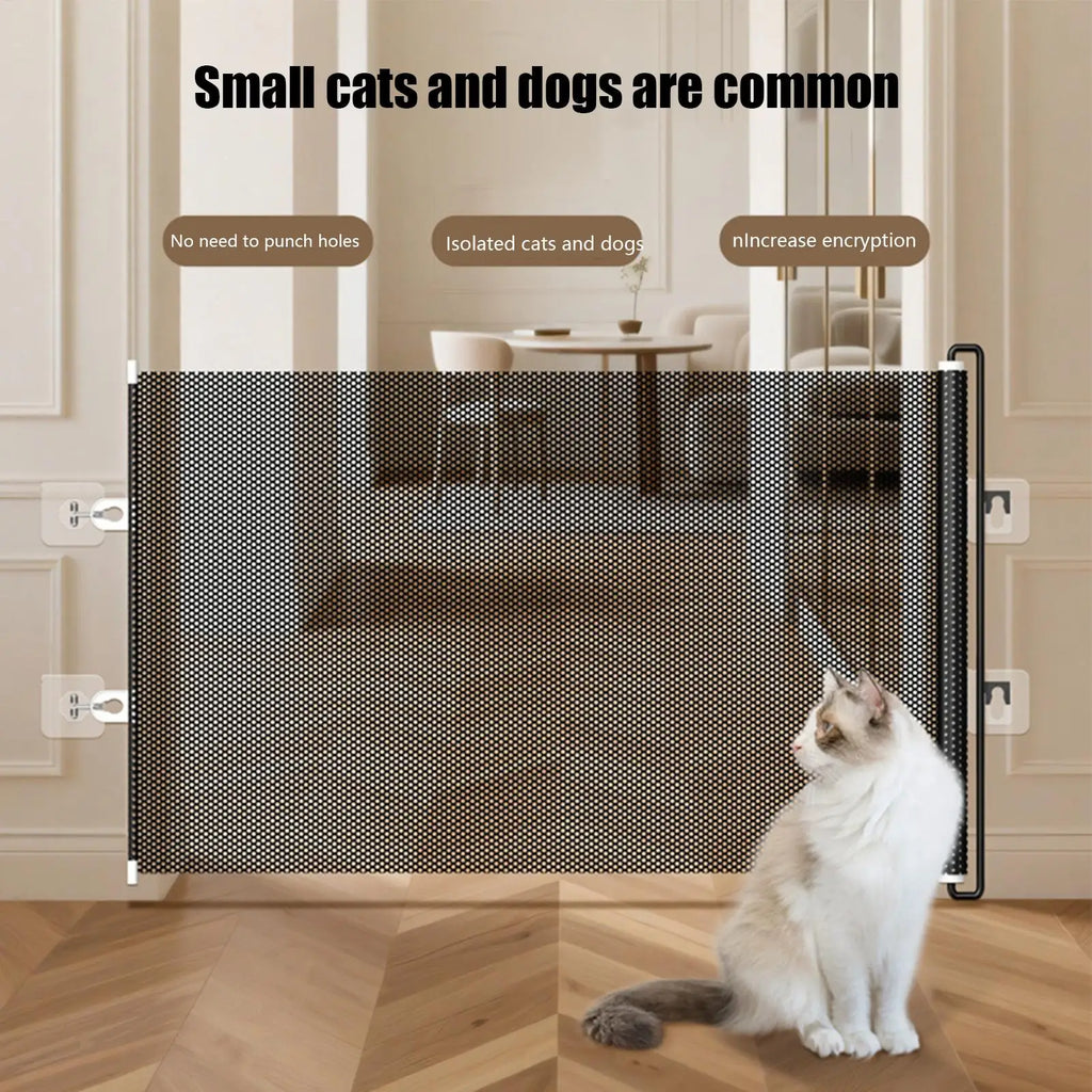 Baby Gate for Stairs Indoor Retractable Stair Barrier 49 Inch Wide Childproof No Drilling Gate for Kitten Puppy House Yard