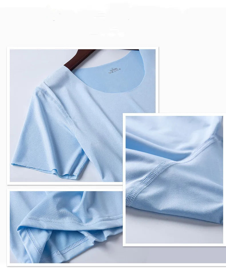 Summer Women T-shirts Ice Silk T-shirt Vest Short Sleeve Tank Fashion Woman Blouses 2023 Slim y2k Tops Undershirt Woman Clothes