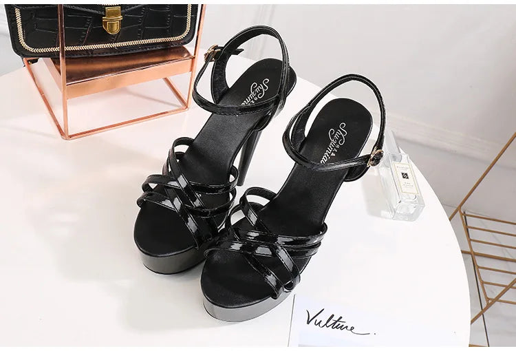 Women's summer multi-color sandals waterproof platform 15cm thick bottom fine heeled high heels