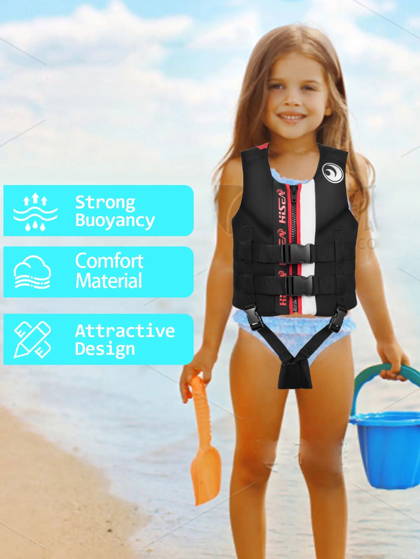 Kids Swim Vest - Adjustable Float Jacket for Boys & Girls, Safe Buoyancy Swimwear with Dual Straps, Stylish Swimming Aid Suit