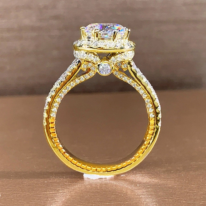 14K Gold 3ct Lab Diamond Ring 925 sterling silver Bijou Engagement Wedding band Rings for Women Bridal Birthday Party Jewelry