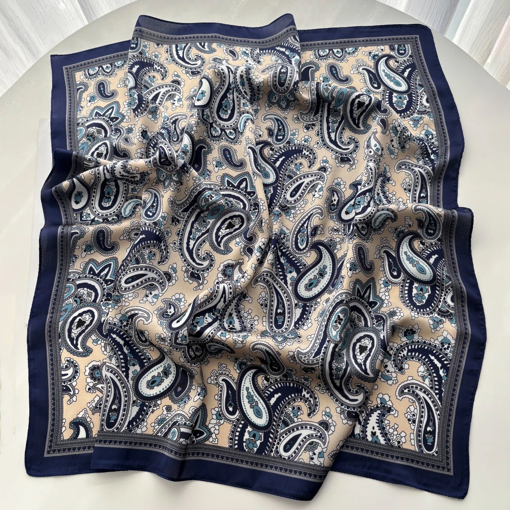 Silk Feeling Square Scarf Women Fashion Paisley Neckerchief Bandana Shawl Scarves Wrap Head Kerchief Hair Band Lady Ties