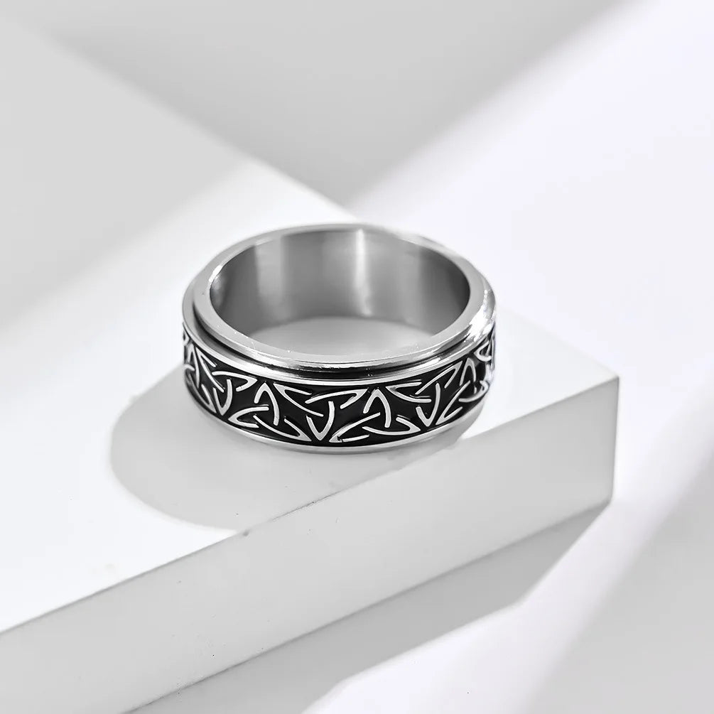 Vikings Celtic Knot Rune Rings For Men Rotating Stainless Steel Anti Stress Anxiety Relife Spinning Ring Anillo Antiestres