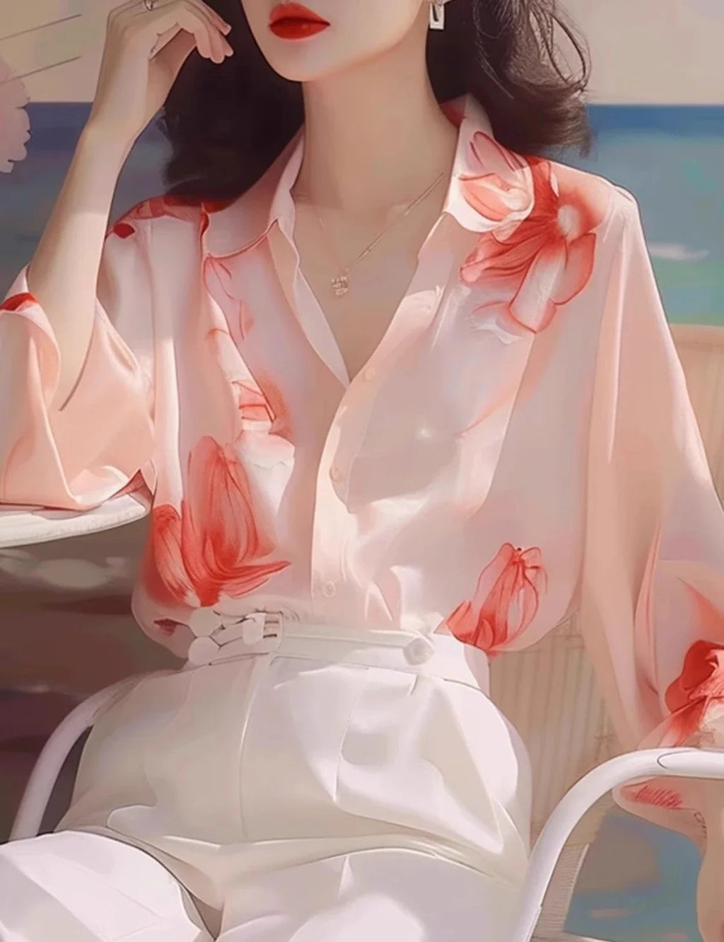 Woman Top Summer Chiffon Full Long Sleeve Shirts & Blouses for Women Aesthetic Clothing Trend 2025 M Modern Tall Fashion Xl Y2k