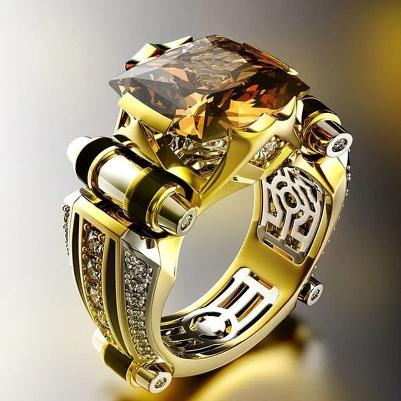 Vintage Jewelry Rings for Mens Gothic Stainless Steel Ring Gold Color Fidget Ring Mens Jewellery Indian Jewelry Anillo Hombre