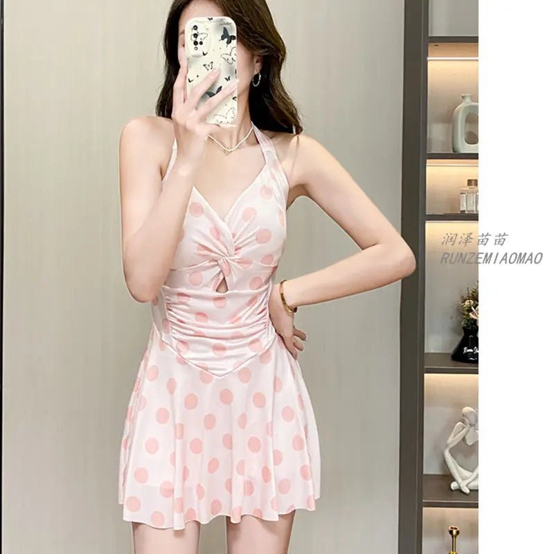 New Swimsuit Women One-piece Boxer-angle Conservative Slim Belly Covering Sexy Pure Desire Hot Spring Plus Size Swimsuit Women