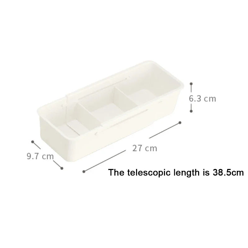 Kitchen Telescopic Drawer Organizer Cabinets Tableware Classified Storage Box with Partitions Multifunctional Storage basket
