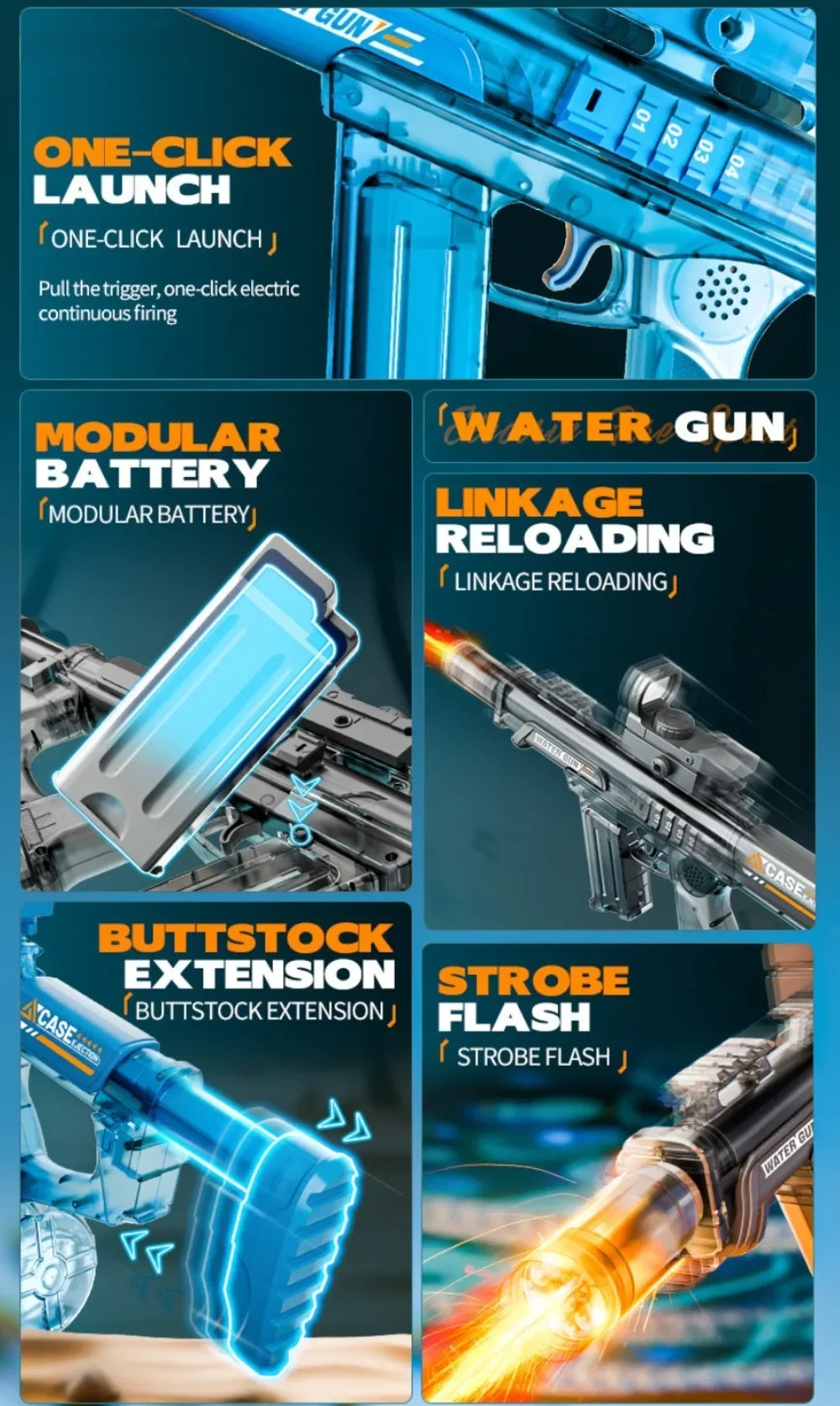 Powerful Electric Water Gun Full Continuous Shooting with Sensor Led Lights Outdoor Beach Water Battle Game for Children